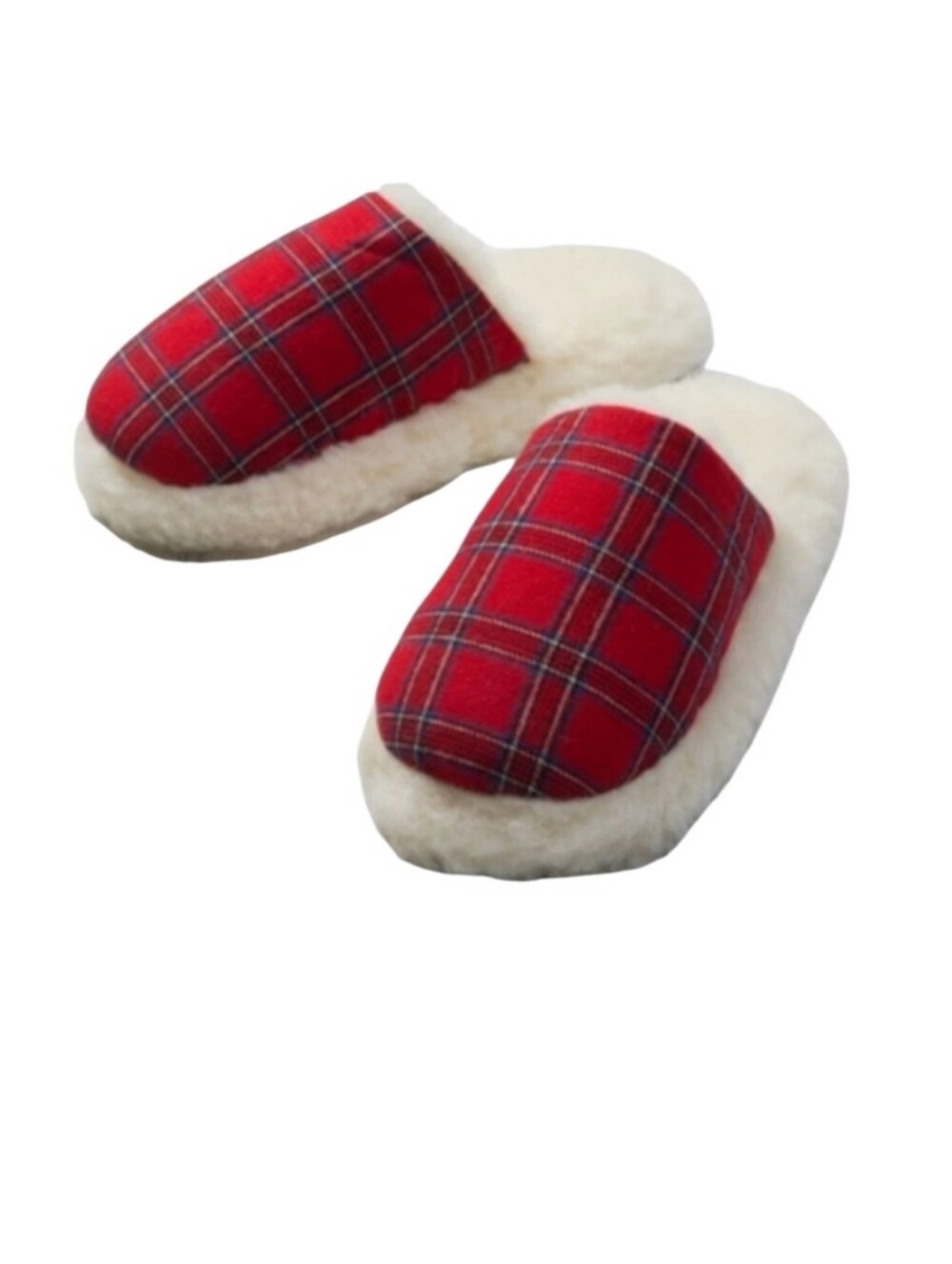 SHEEPS WOOL RED TARTAN ROYAL STEWART SLIPPERS NWT SZ 9.5/10
